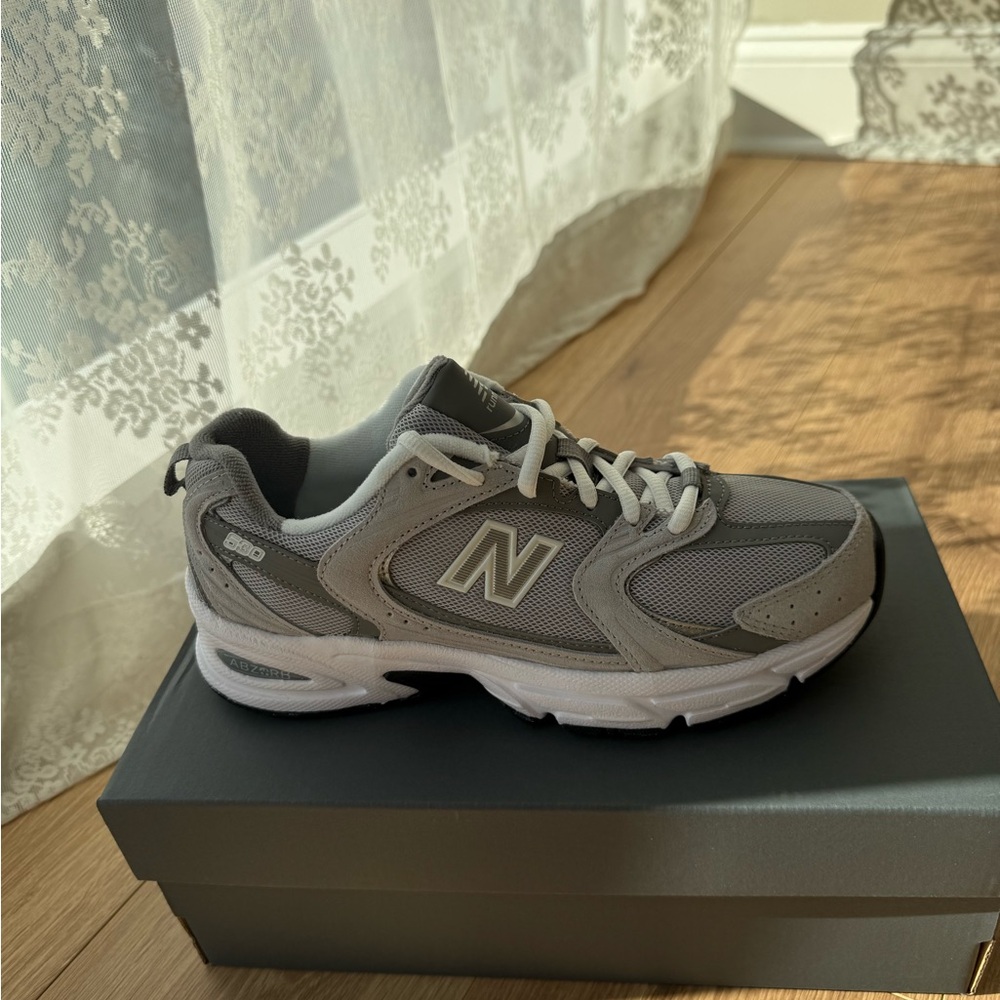 New Balance Gray and White Athletic Shoes - Picture 3 of 4